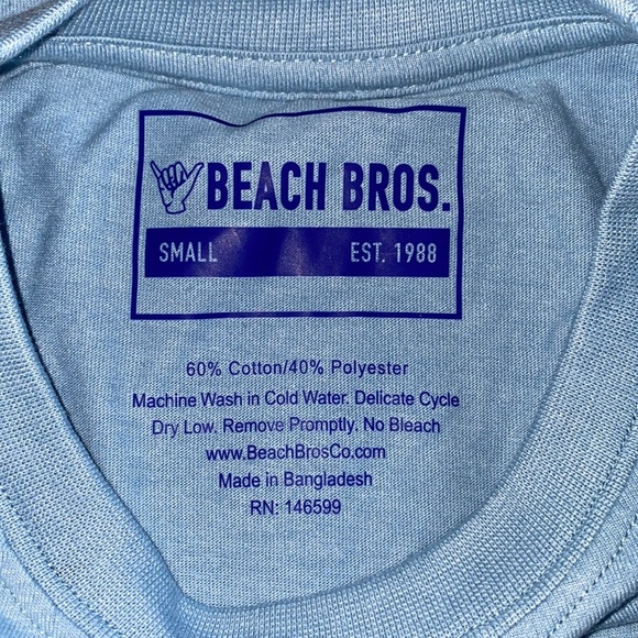 🆕 BEACH BROS Men’s Baby Blue Smiley Faces Tee Size Small - Picture 4 of 7